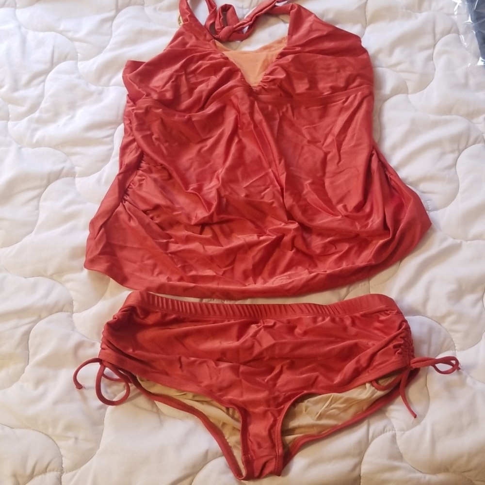 Marno Designs Shimmery Copper Maternity Tankini